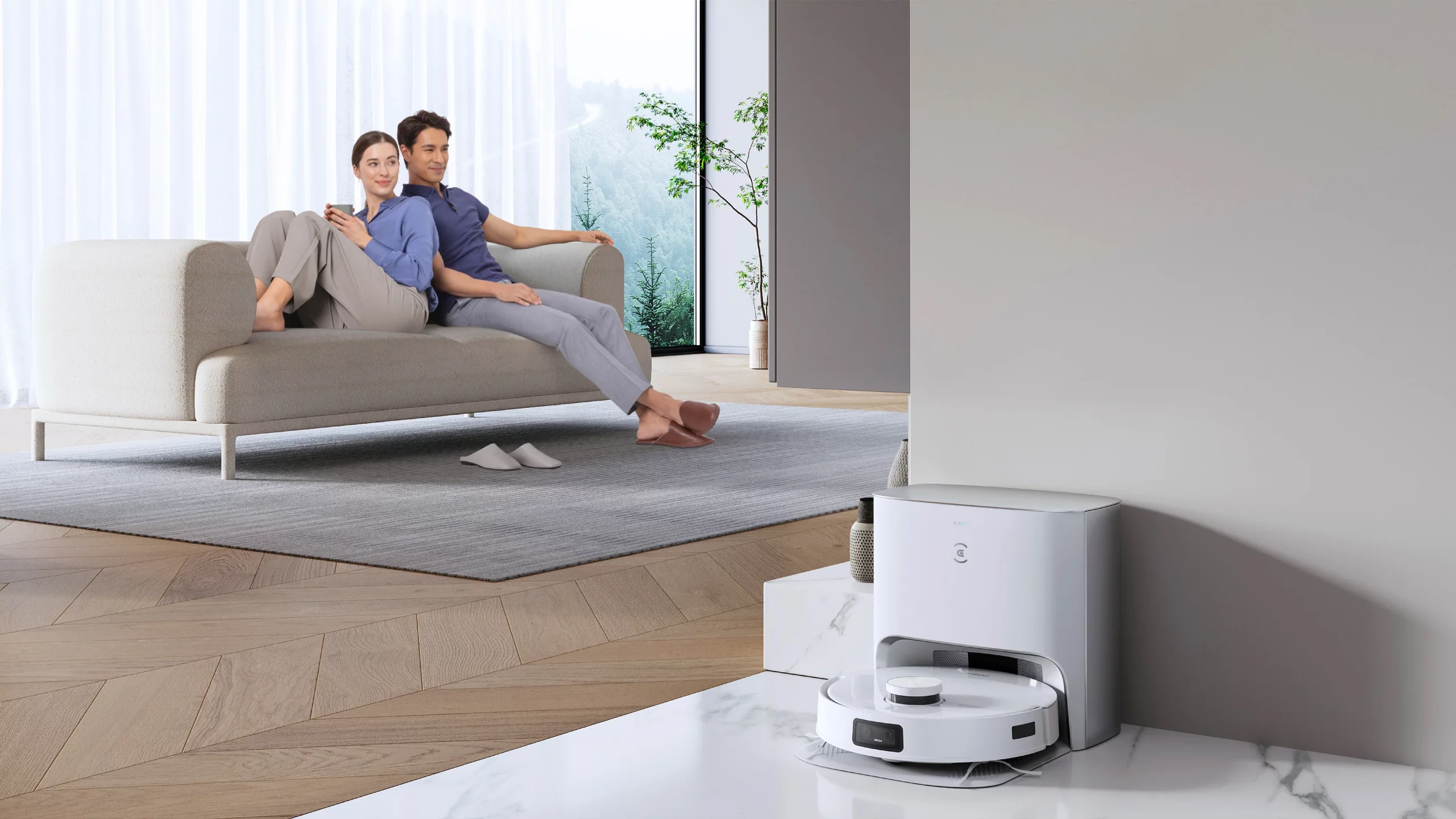 robot hút bụi lau nhà ecovacs tự đổ rác